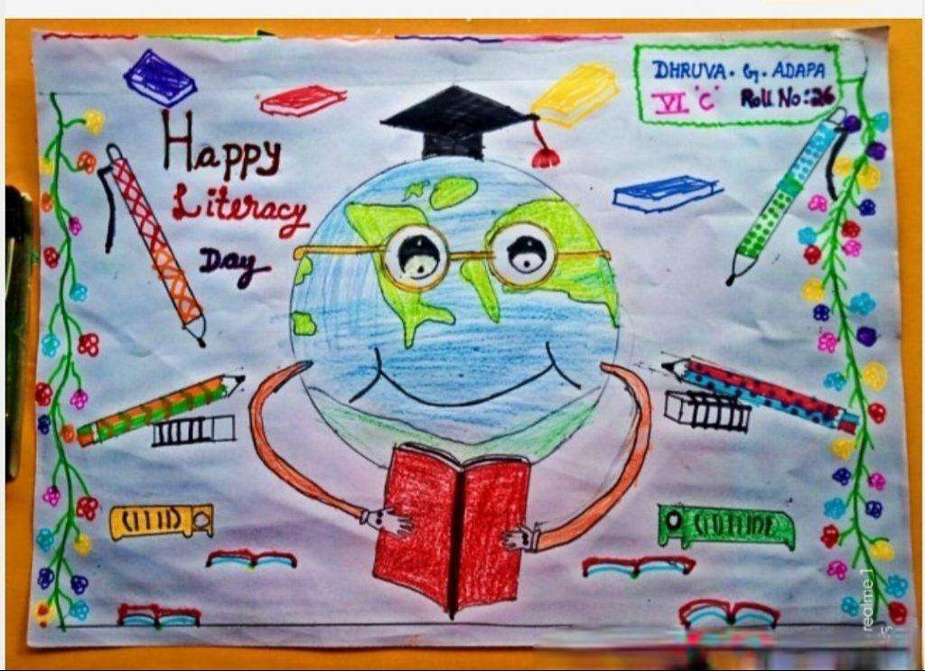 how to draw literacy day poster for kids - YouTube